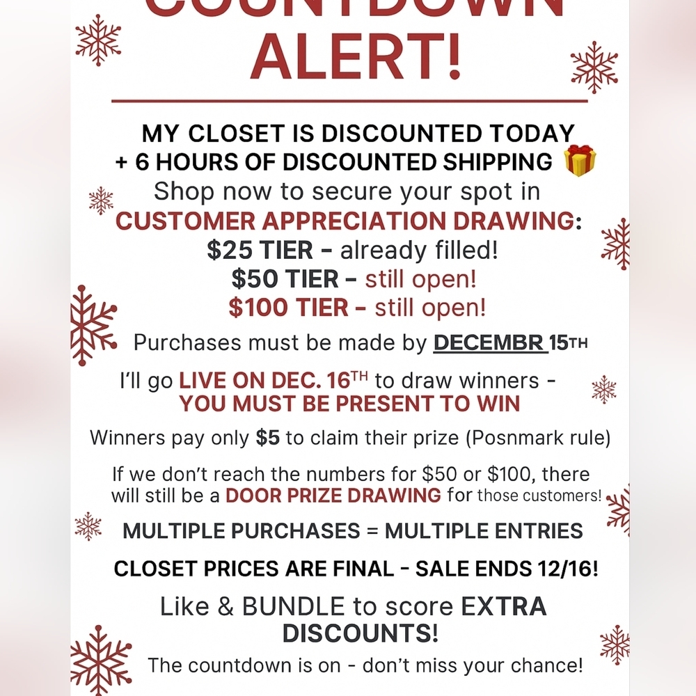 ✨ Holiday Countdown Alert! ✨ Customer Appreciation Drawing
